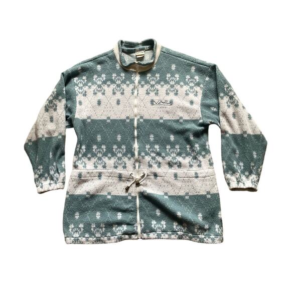 Jarray Womens/Teen Sportswear Fleece Jacket Blue Geometric XXL Vintage 90s - Picture 1 of 8